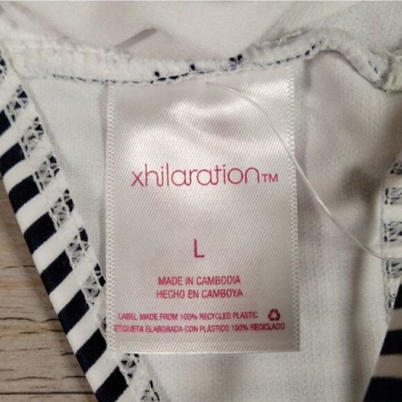 XhilarationāJuniors'āLace-upāFrontĀ BlueāStripeāBikiniāTopāSzāL - Picture 9 of 13